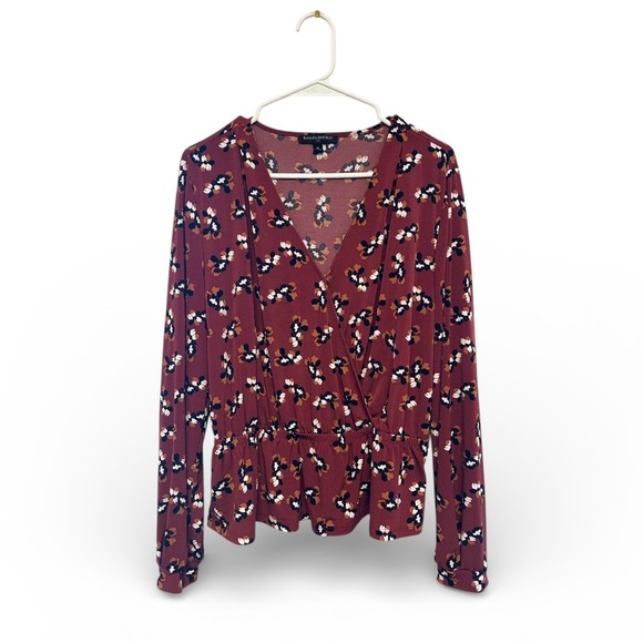 Banana Republic Tops - Banana Republic Burgundy Floral Wrap Blouse Size Medium